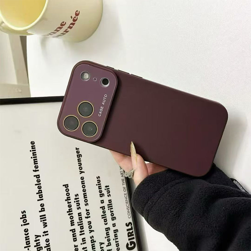 Phone Case: Burgundy Matte Texture Large View Window Phone Case, Suitable for iPhone 11\u002F12\u002F13\u002F14\u002F15\u002F16\u002F17 Pro\u002FPlus\u002FMax, Anti-Fingerprint Full-Coverage Protective Case, Vintage Style