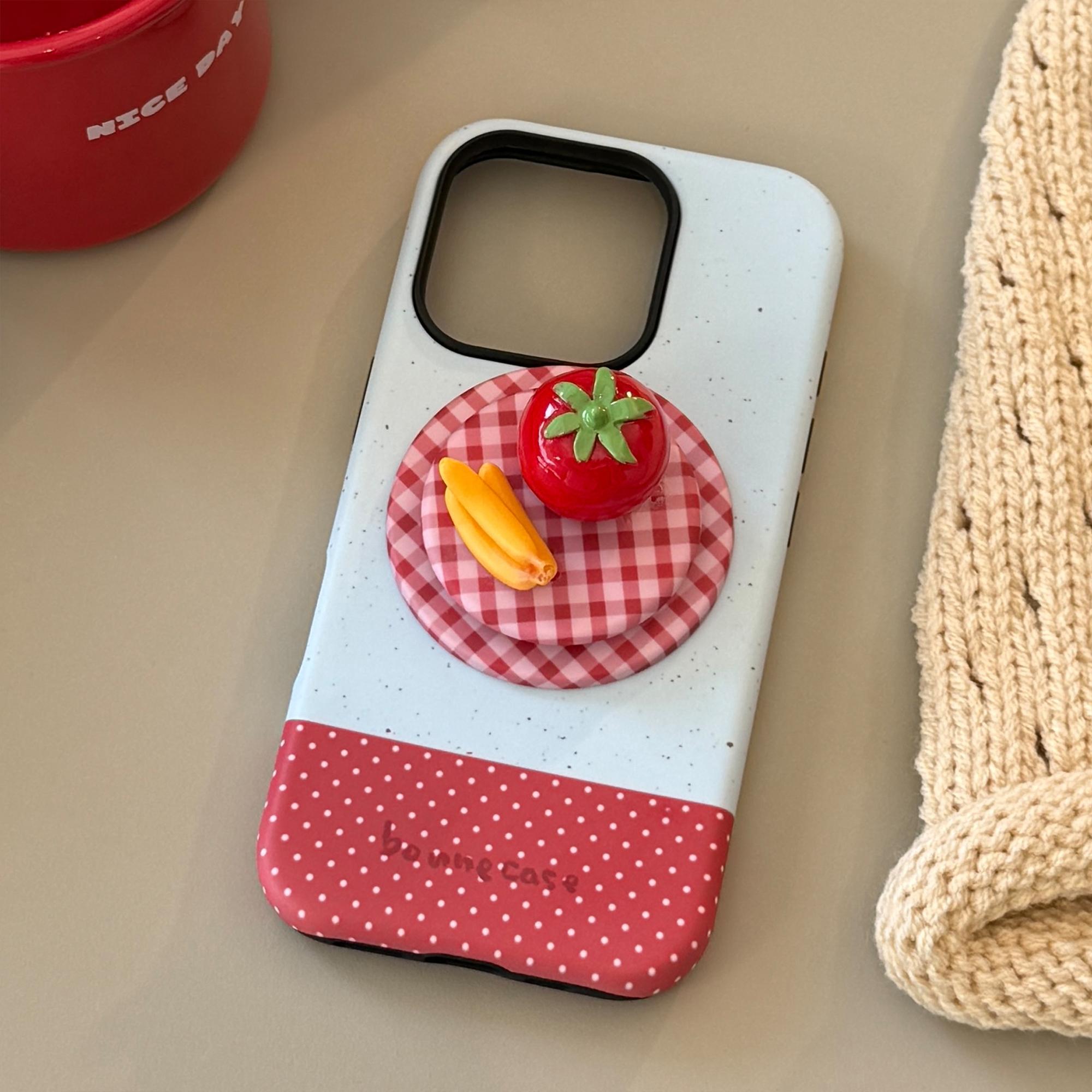 Phone Case: 3D Creative Fruit Plate Magnetic Stand Phone Case Compatible with iPhone 11, 12, 13, 14, 15, 16, 17 Pro, Pro Max, Air, Plus