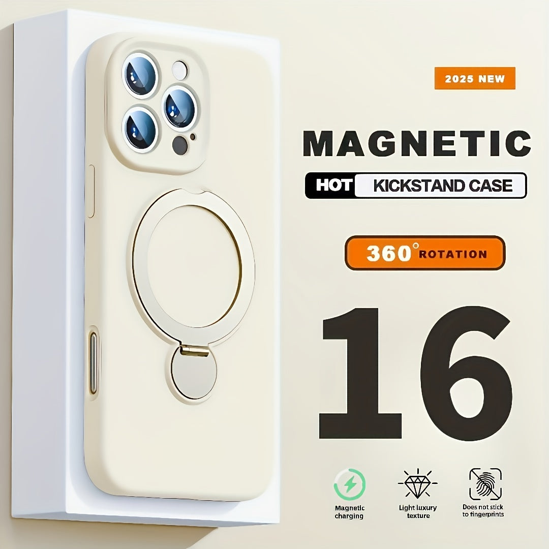 Phone Case - Luxury Magnetic Shockproof Stand Mobile Phone Case Iphone 17 17Pro 17Promax Iphone 13 14 15 16 Pro Max 16Pro Suitable for 360° Rotating Stand + Wireless Charging Soft Case