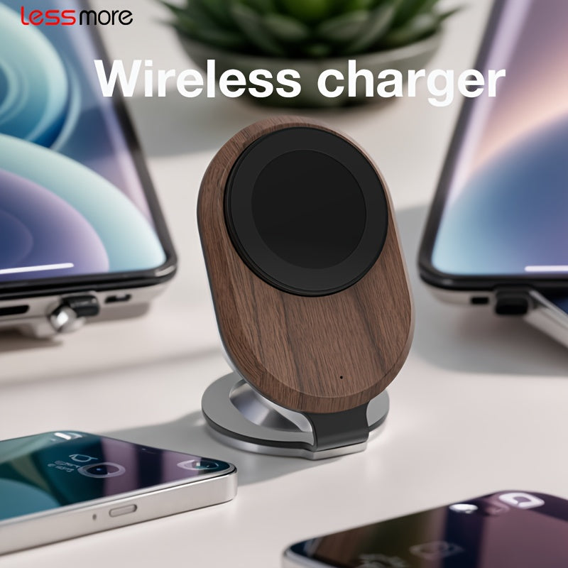 Lessmore Wooden strong magnetic wireless charger can be used as a mobile phone holder for IPhone16 15\u002F14\u002F13\u002F12\u002FPro\u002FMax\u002FPlus Compatible Samsung for Desk or Nightstand