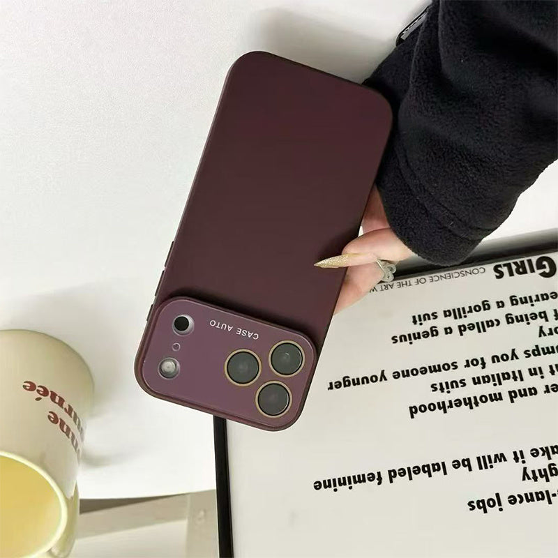 Phone Case: Burgundy Matte Texture Large View Window Phone Case, Suitable for iPhone 11\u002F12\u002F13\u002F14\u002F15\u002F16\u002F17 Pro\u002FPlus\u002FMax, Anti-Fingerprint Full-Coverage Protective Case, Vintage Style
