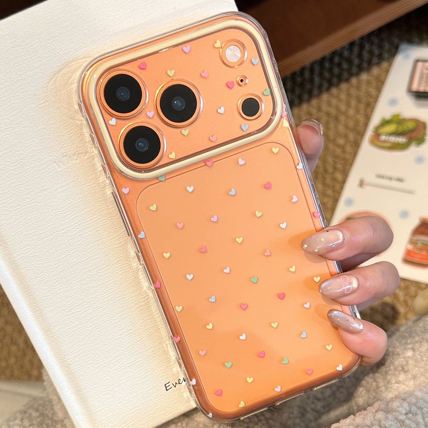 Phone Case - Colorful Small Heart Apple 17 Pro Max Phone Case Suitable for Iphone 16, Korean Style Minimalist, Transparent Soft Case for 14, 15, 13\u002F12.