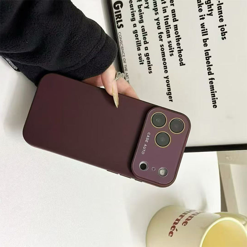 Phone Case: Burgundy Matte Texture Large View Window Phone Case, Suitable for iPhone 11\u002F12\u002F13\u002F14\u002F15\u002F16\u002F17 Pro\u002FPlus\u002FMax, Anti-Fingerprint Full-Coverage Protective Case, Vintage Style