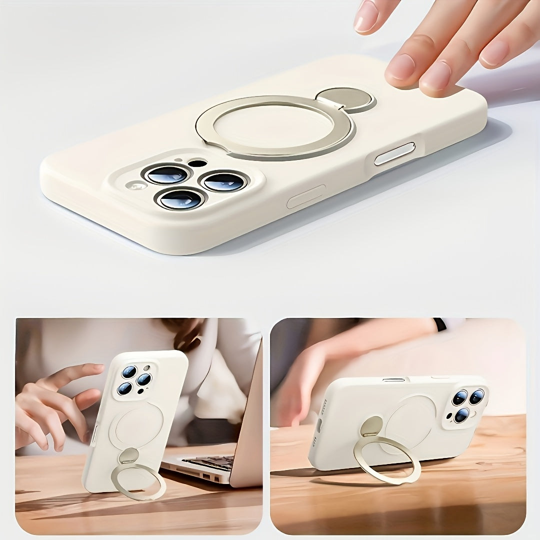 Phone Case - Luxury Magnetic Shockproof Stand Mobile Phone Case Iphone 17 17Pro 17Promax Iphone 13 14 15 16 Pro Max 16Pro Suitable for 360° Rotating Stand + Wireless Charging Soft Case