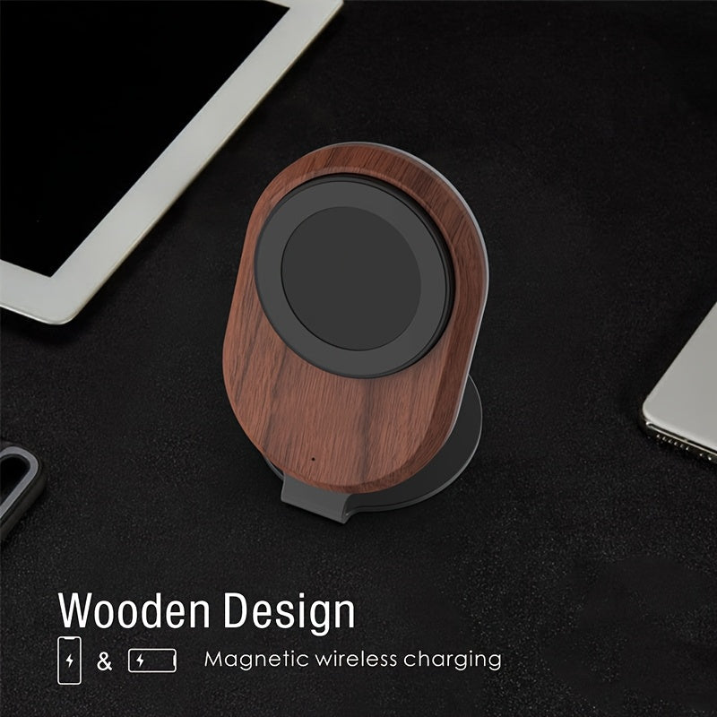 Lessmore Wooden strong magnetic wireless charger can be used as a mobile phone holder for IPhone16 15\u002F14\u002F13\u002F12\u002FPro\u002FMax\u002FPlus Compatible Samsung for Desk or Nightstand