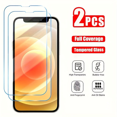 2pcs HD Clear Tempered Glass Screen Protector for iPhone 11 12 13 14 15 16 17 Pro Max 17 Air 14 15 16 Plus - Anti-Scratch
