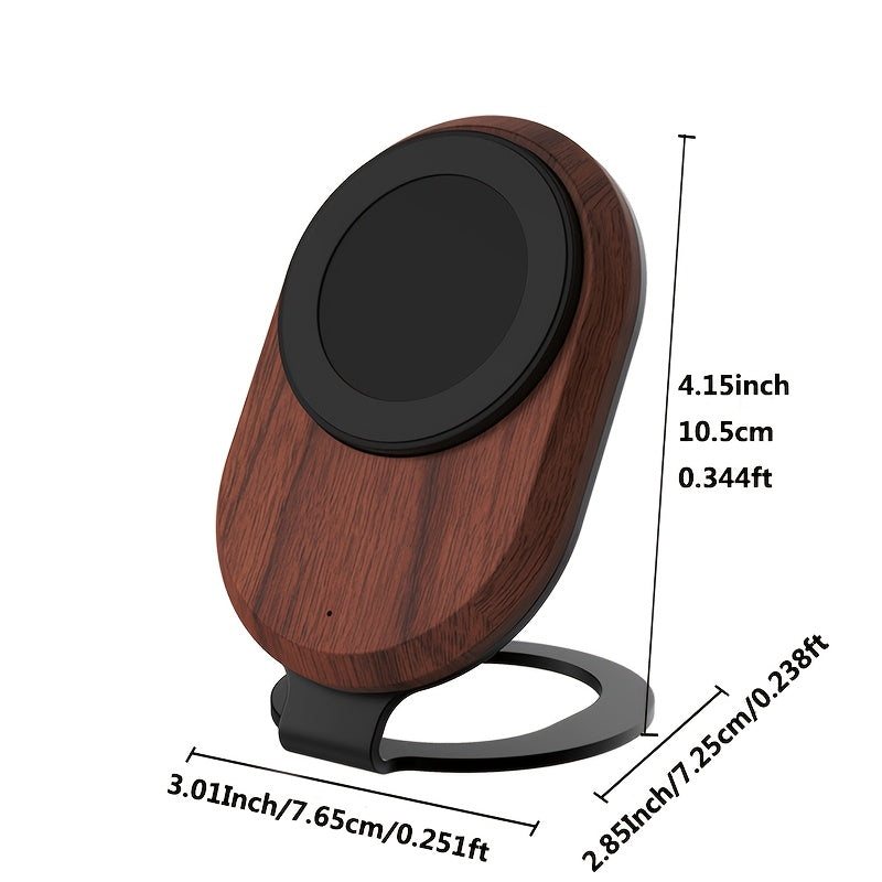 Lessmore Wooden strong magnetic wireless charger can be used as a mobile phone holder for IPhone16 15\u002F14\u002F13\u002F12\u002FPro\u002FMax\u002FPlus Compatible Samsung for Desk or Nightstand