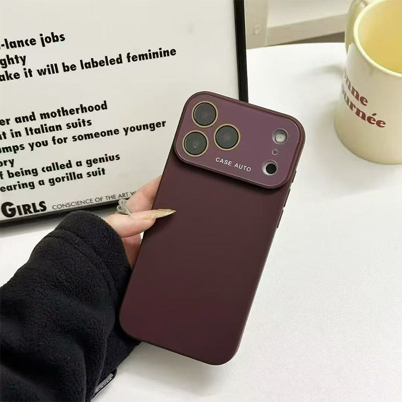 Phone Case: Burgundy Matte Texture Large View Window Phone Case, Suitable for iPhone 11\u002F12\u002F13\u002F14\u002F15\u002F16\u002F17 Pro\u002FPlus\u002FMax, Anti-Fingerprint Full-Coverage Protective Case, Vintage Style